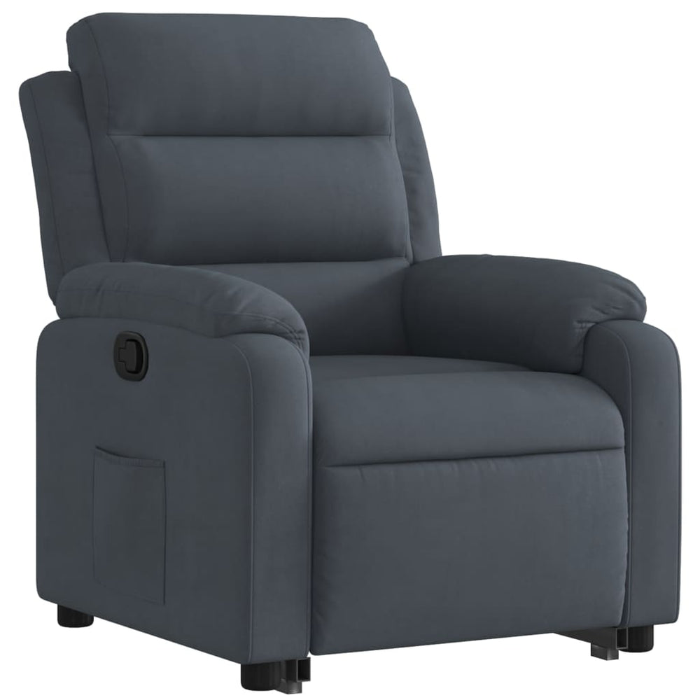 Reclining stand-up armchair, dark grey, velvet