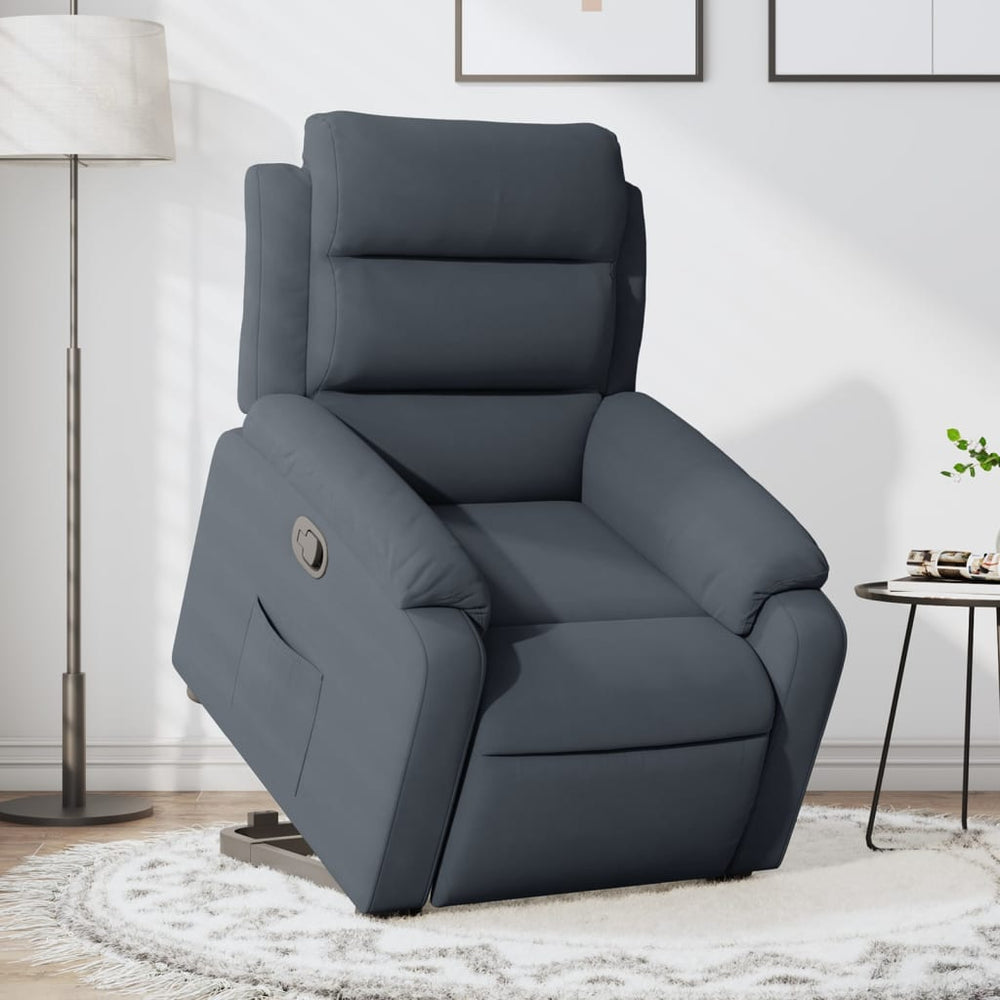 Reclining stand-up armchair, dark grey, velvet