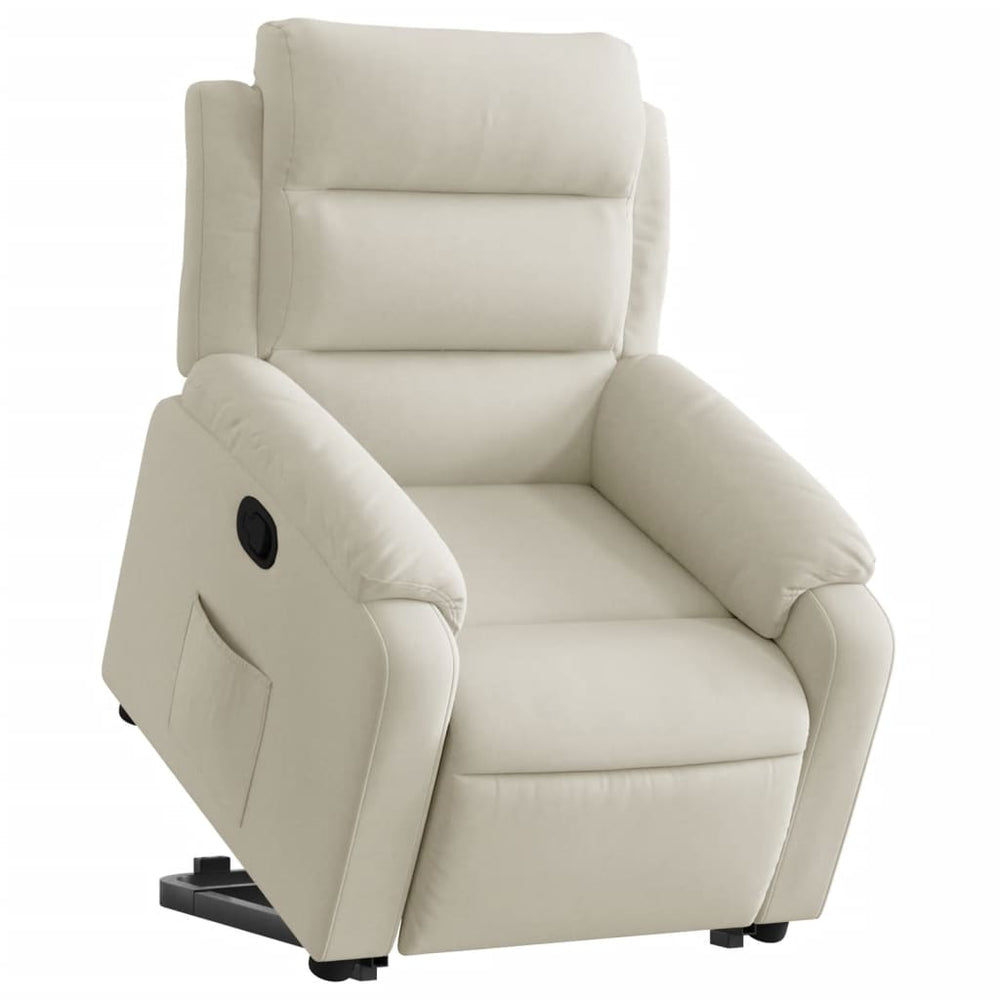 Stand-up recliner, cream, velvet