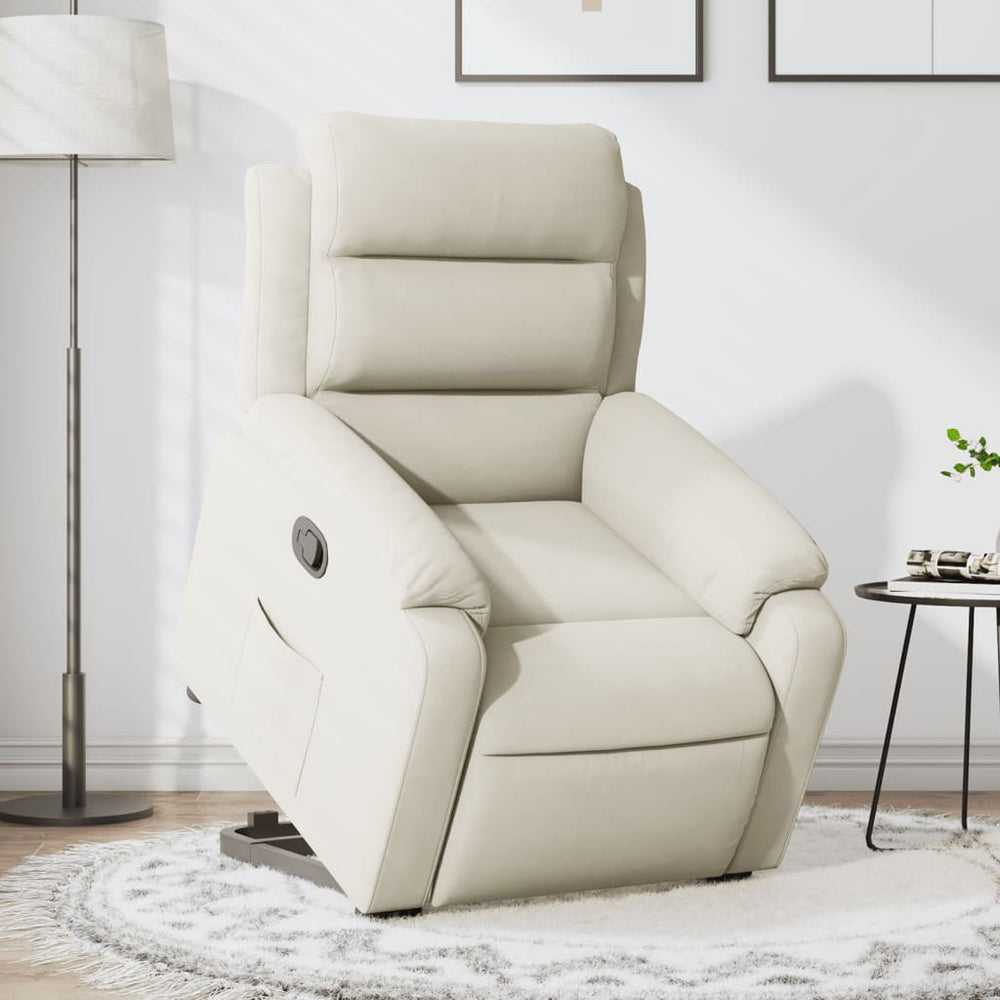 Stand-up recliner, cream, velvet