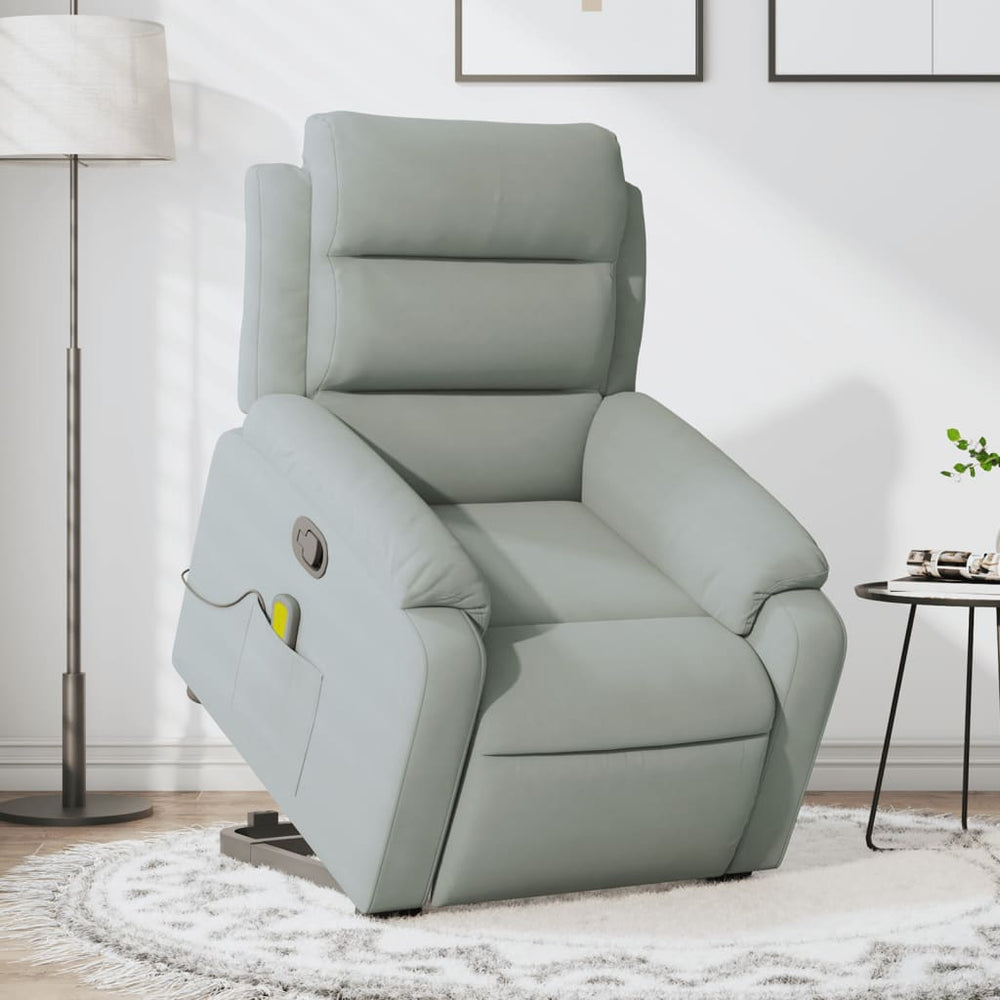 Massage recliner, light gray, velvet