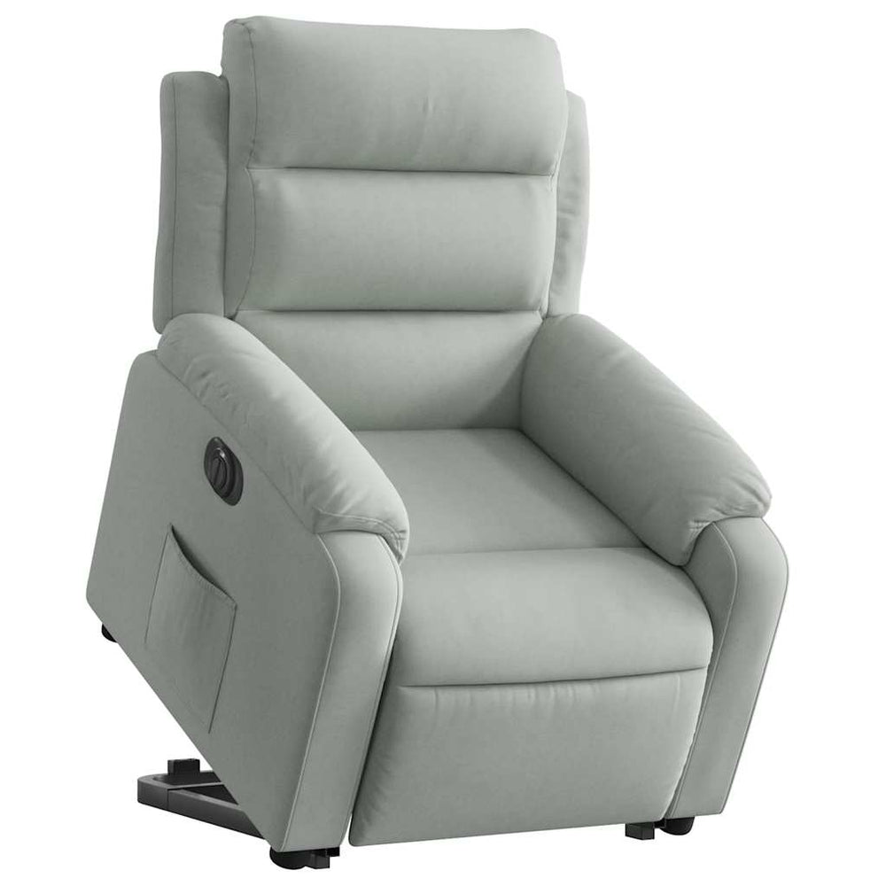 Stand-up recliner, light gray, velvet
