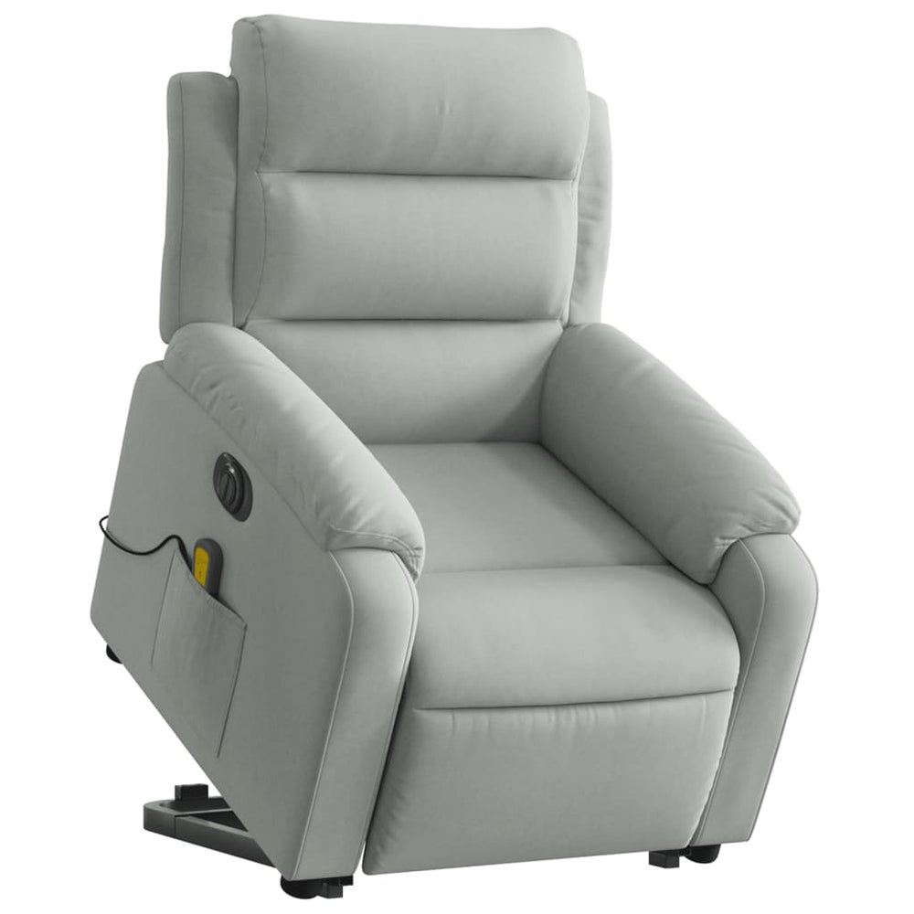 Massage recliner, light gray, velvet