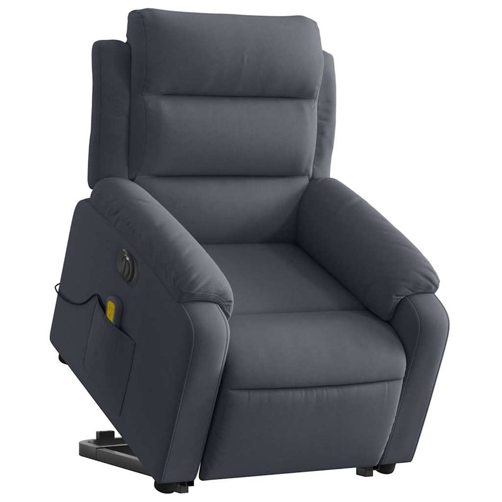 Reclining massage chair, dark grey, velvet