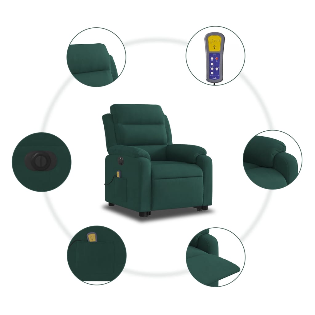 Standing massage chair, dark green, velvet