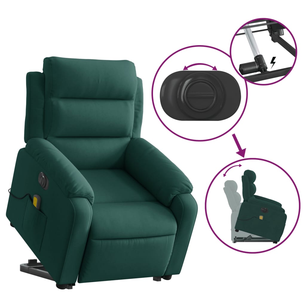 Standing massage chair, dark green, velvet