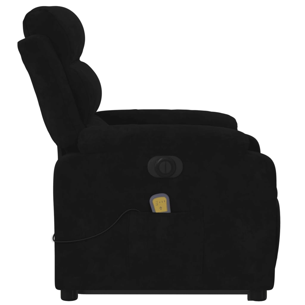 Electric Reclining Massage Chair, black, velvet