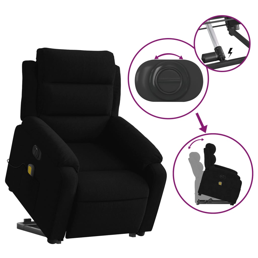 Electric Reclining Massage Chair, black, velvet