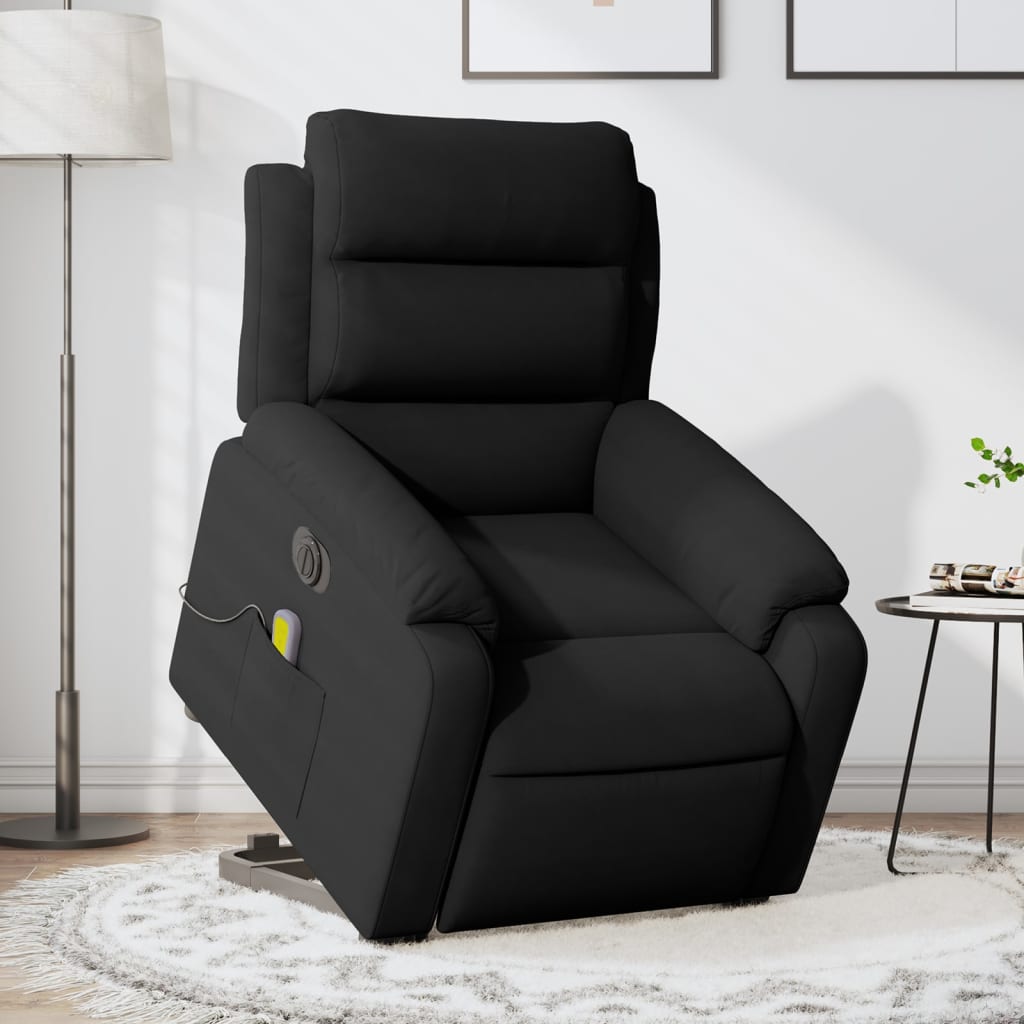 Electric Reclining Massage Chair, black, velvet