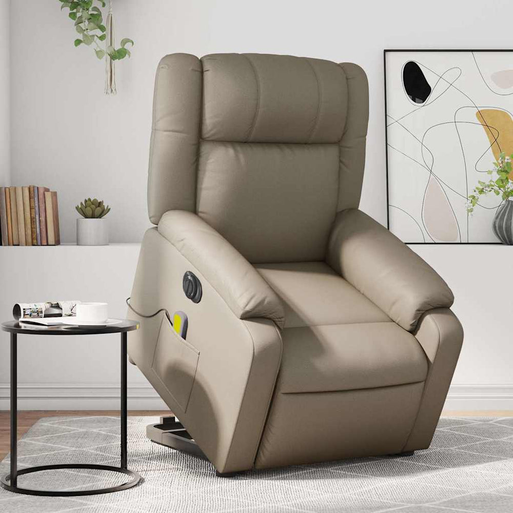 Reclining massage chair, cappuccino, artificial leather