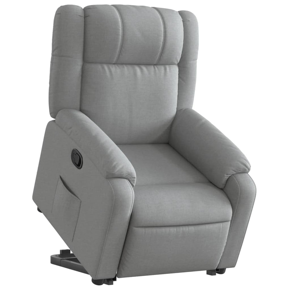 Rise and recline armchair, light grey, fabric