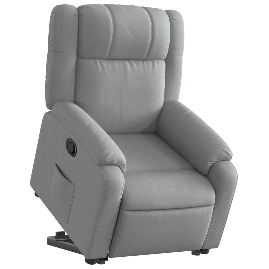 Rise and recline armchair, light grey, fabric