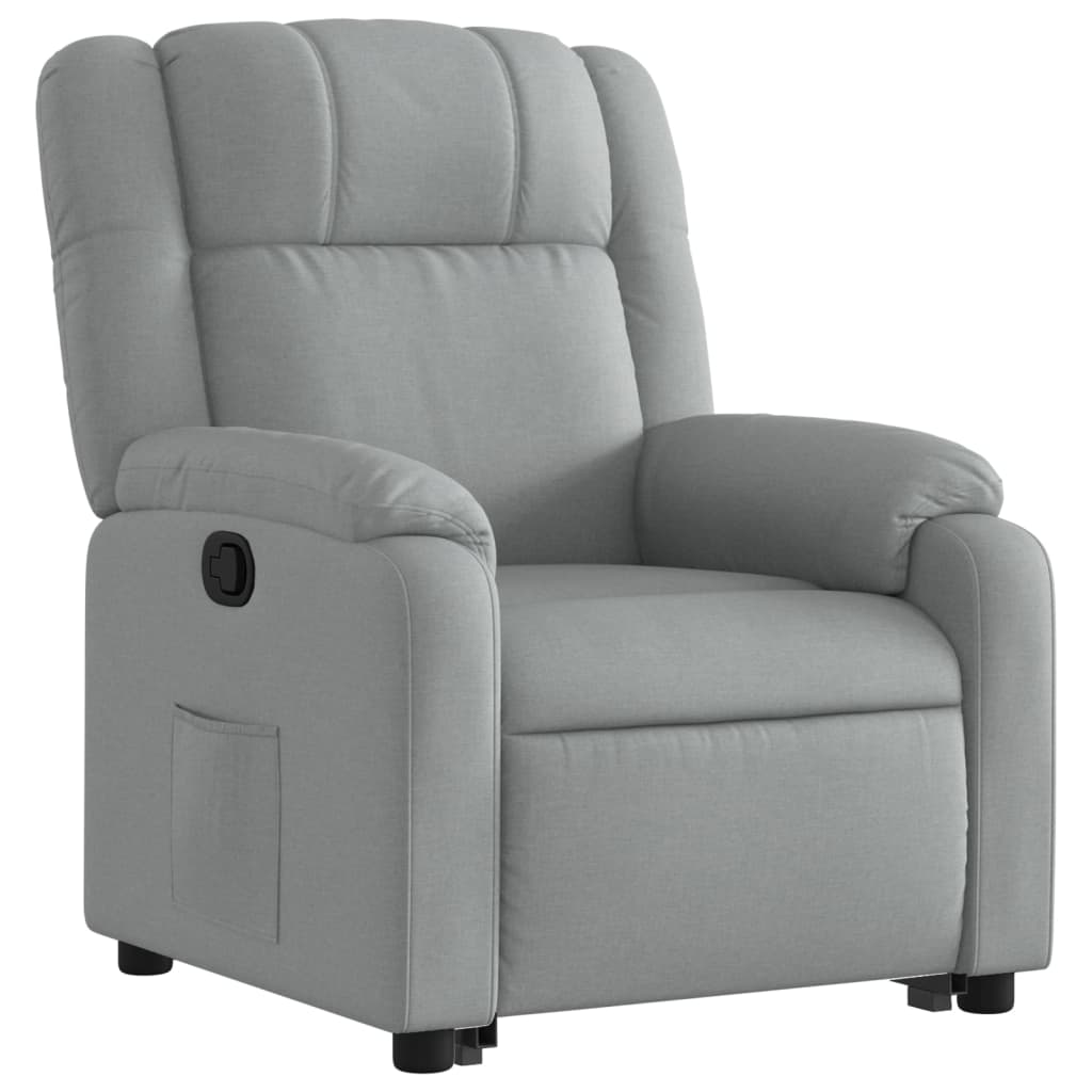 Rise and recline armchair, light grey, fabric