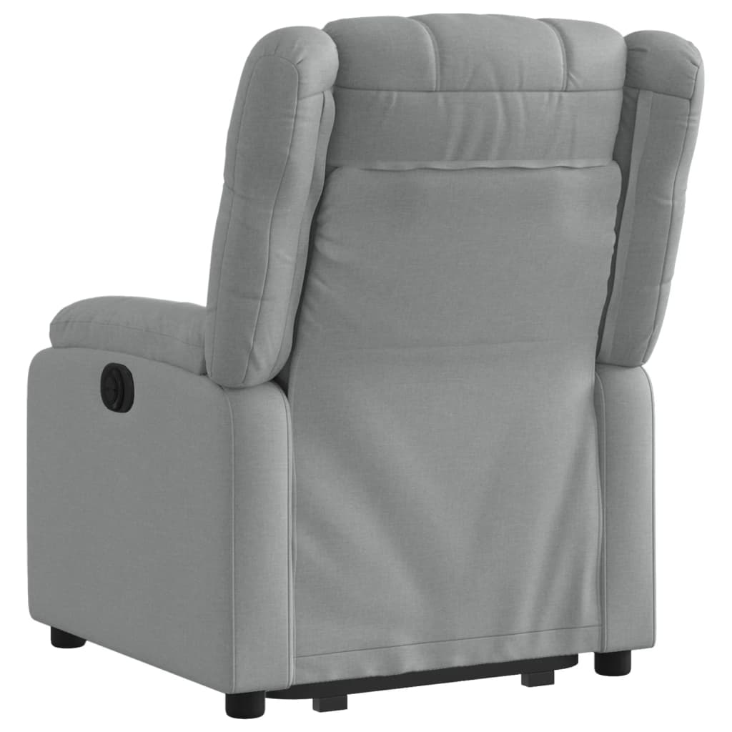 Rise and recline armchair, light grey, fabric
