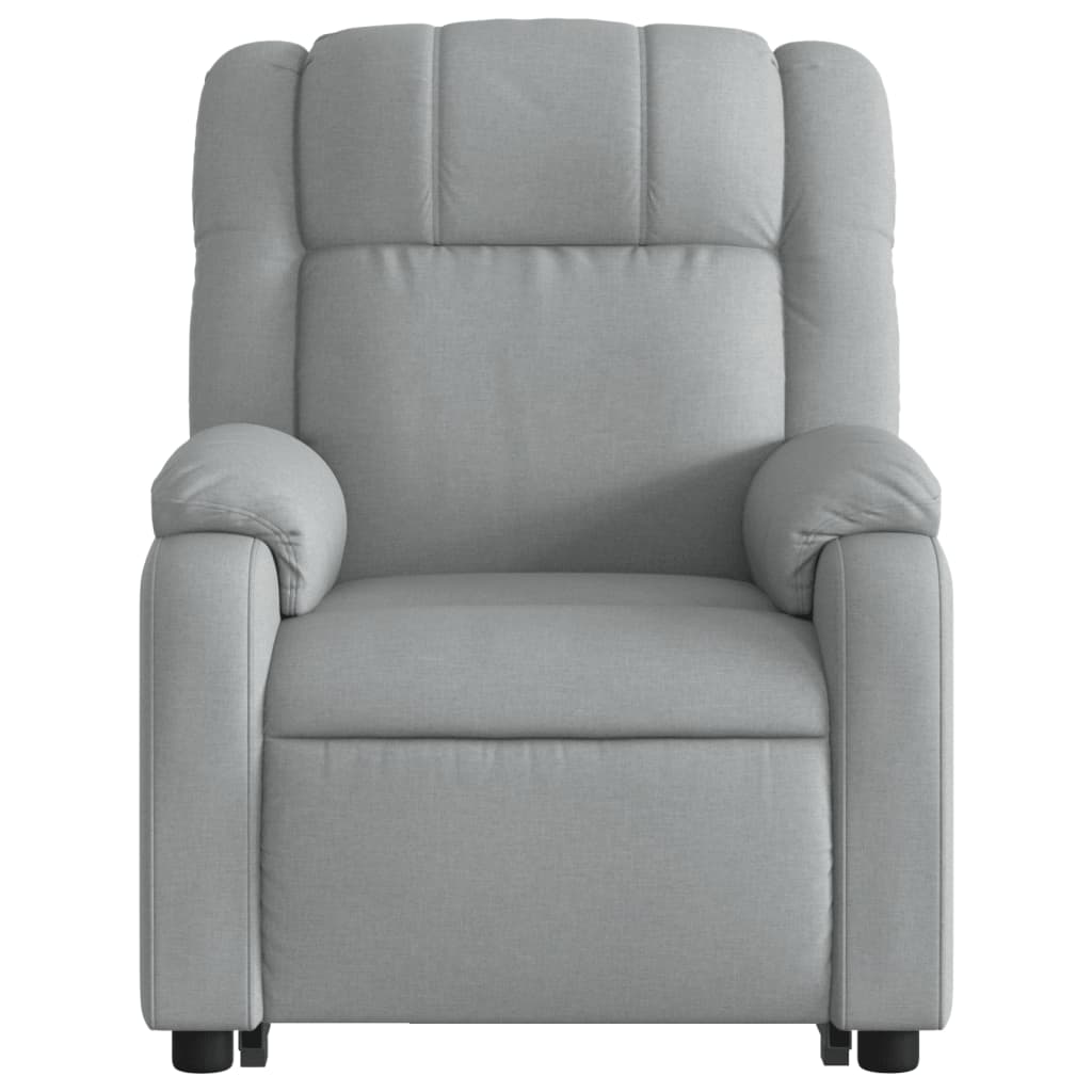 Rise and recline armchair, light grey, fabric