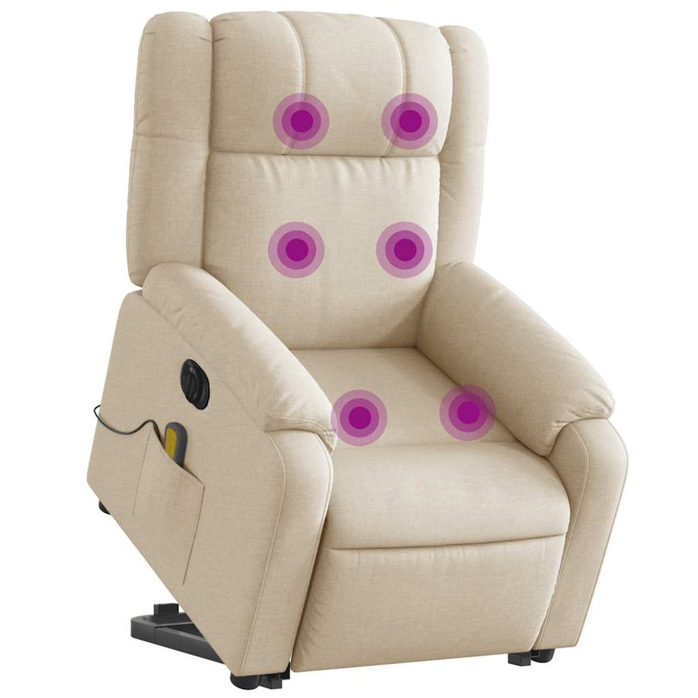 Electric reclining massage chair, cream, fabric