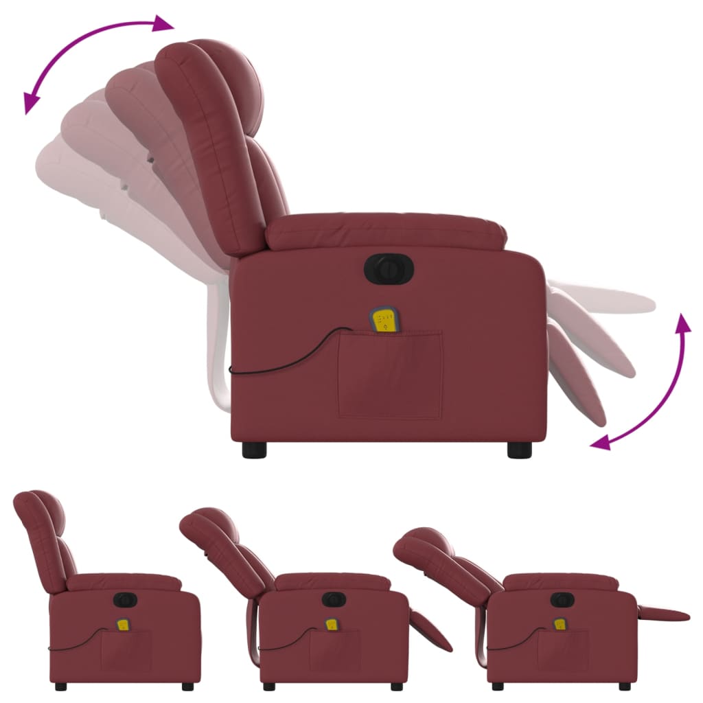 Electric reclining massage chair, wine, artificial leather