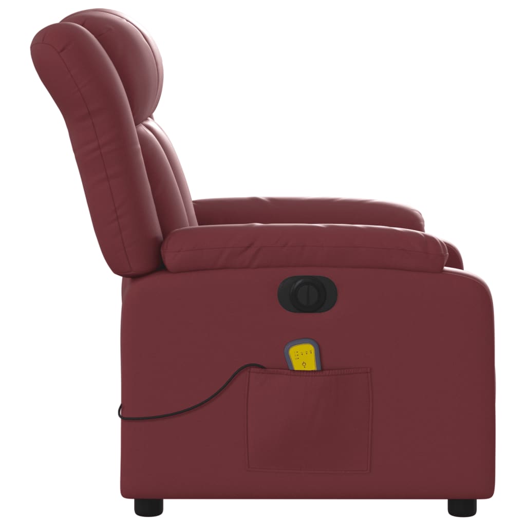 Electric reclining massage chair, wine, artificial leather