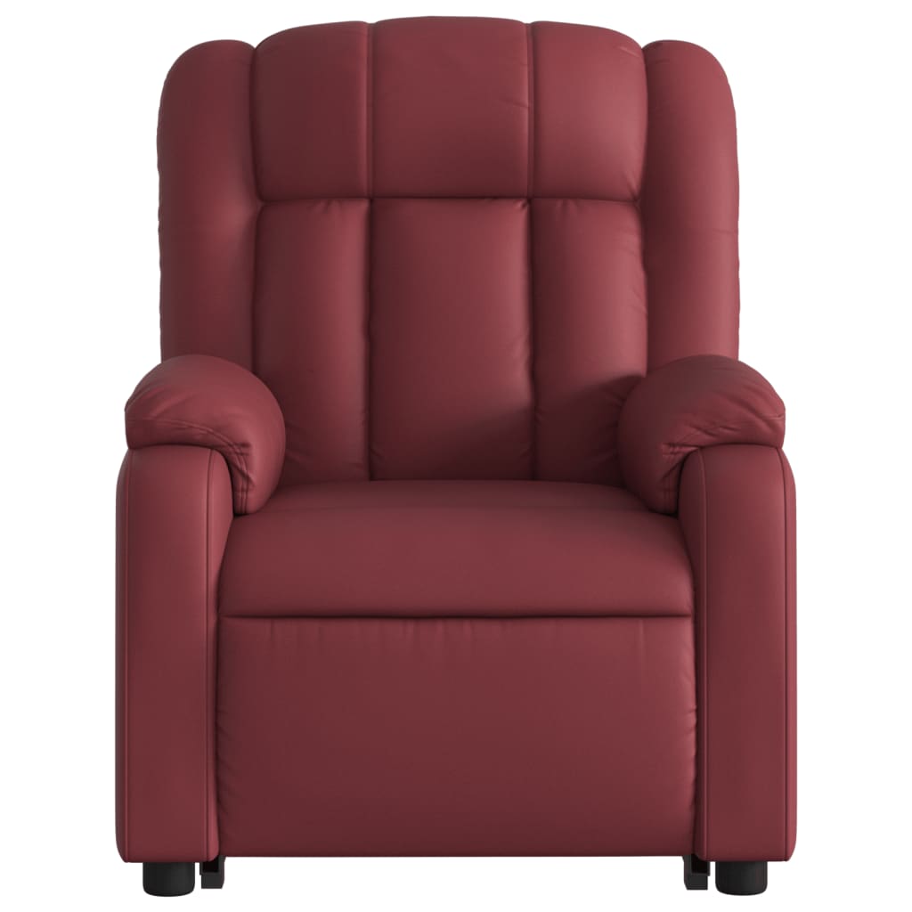 Reclining stand-up armchair, red wine, artificial leather