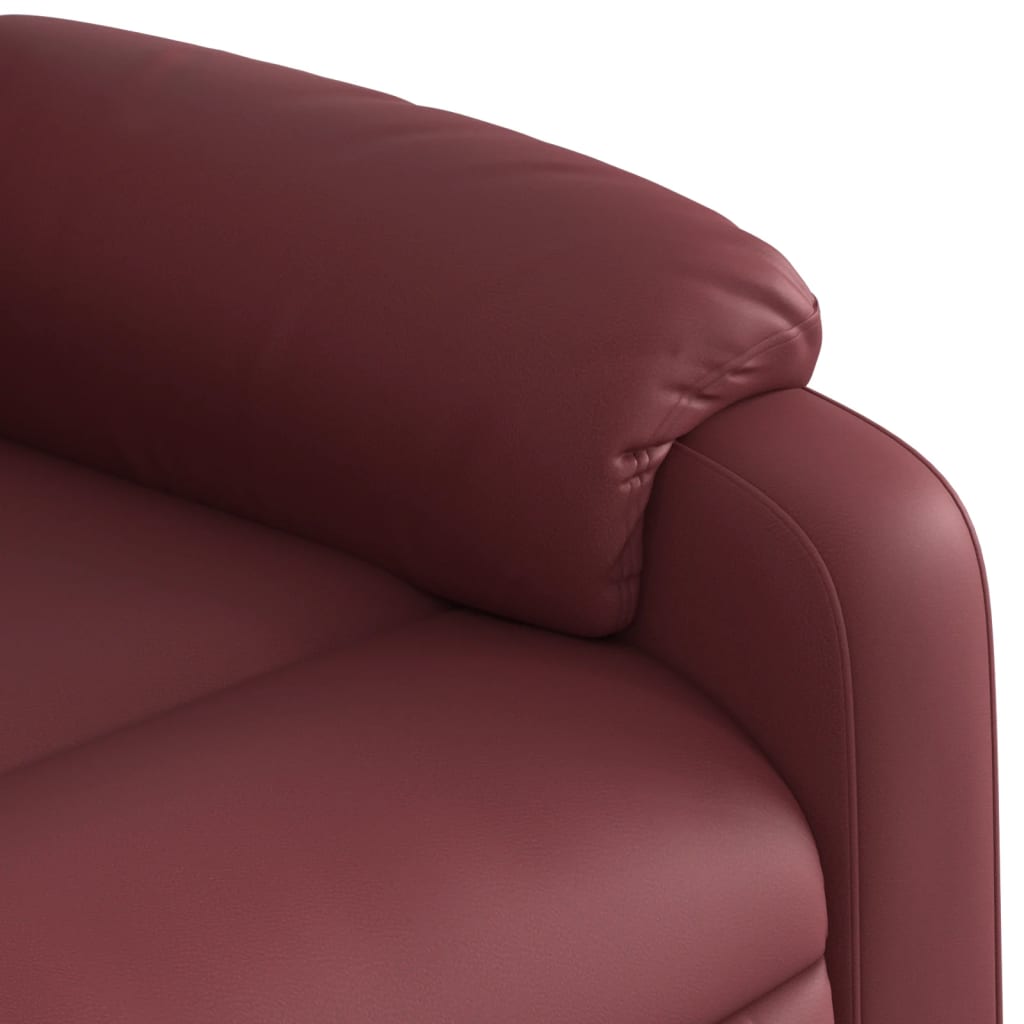 Reclining stand-up armchair, red wine, artificial leather