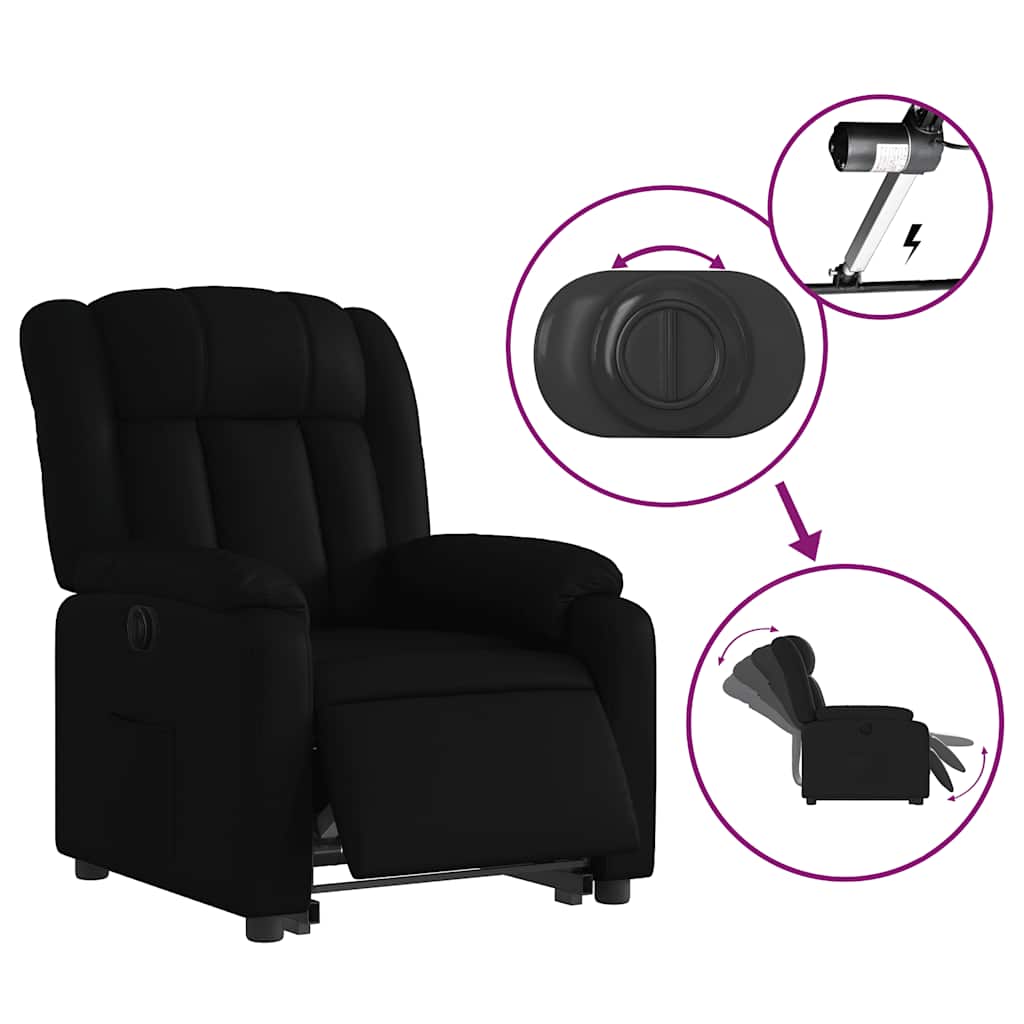Standing electric armchair, black, artificial leather