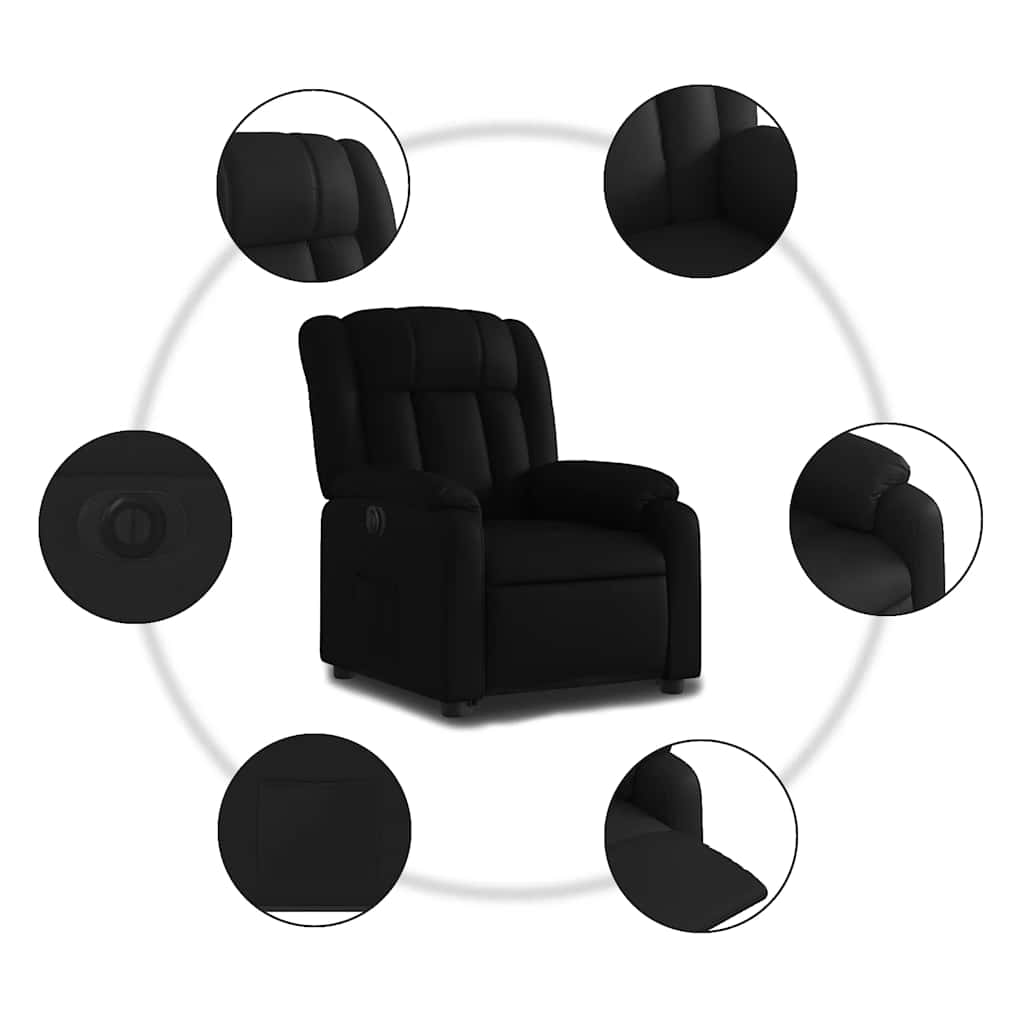 Standing electric armchair, black, artificial leather