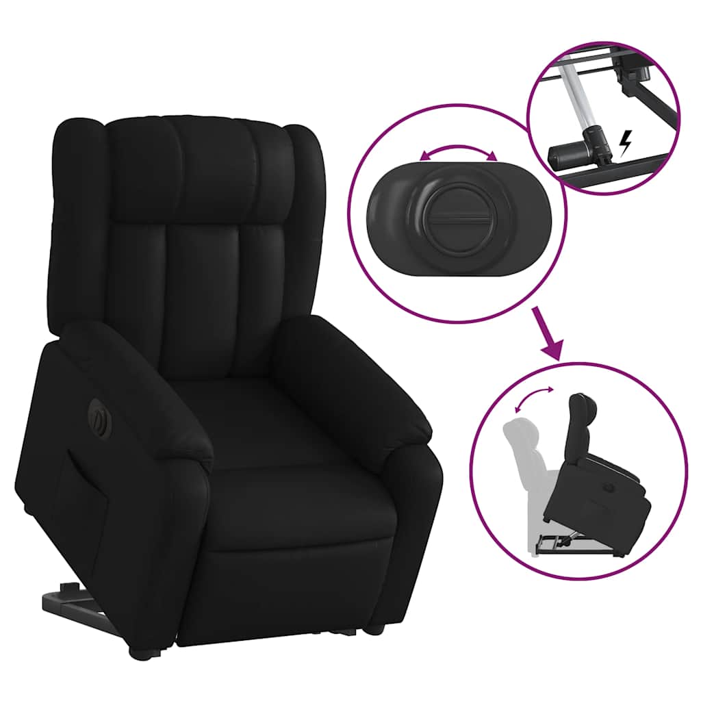 Standing electric armchair, black, artificial leather