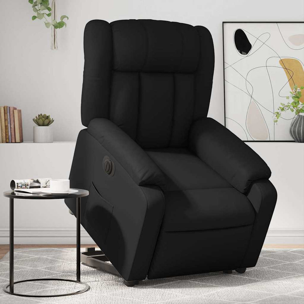 Standing electric armchair, black, artificial leather