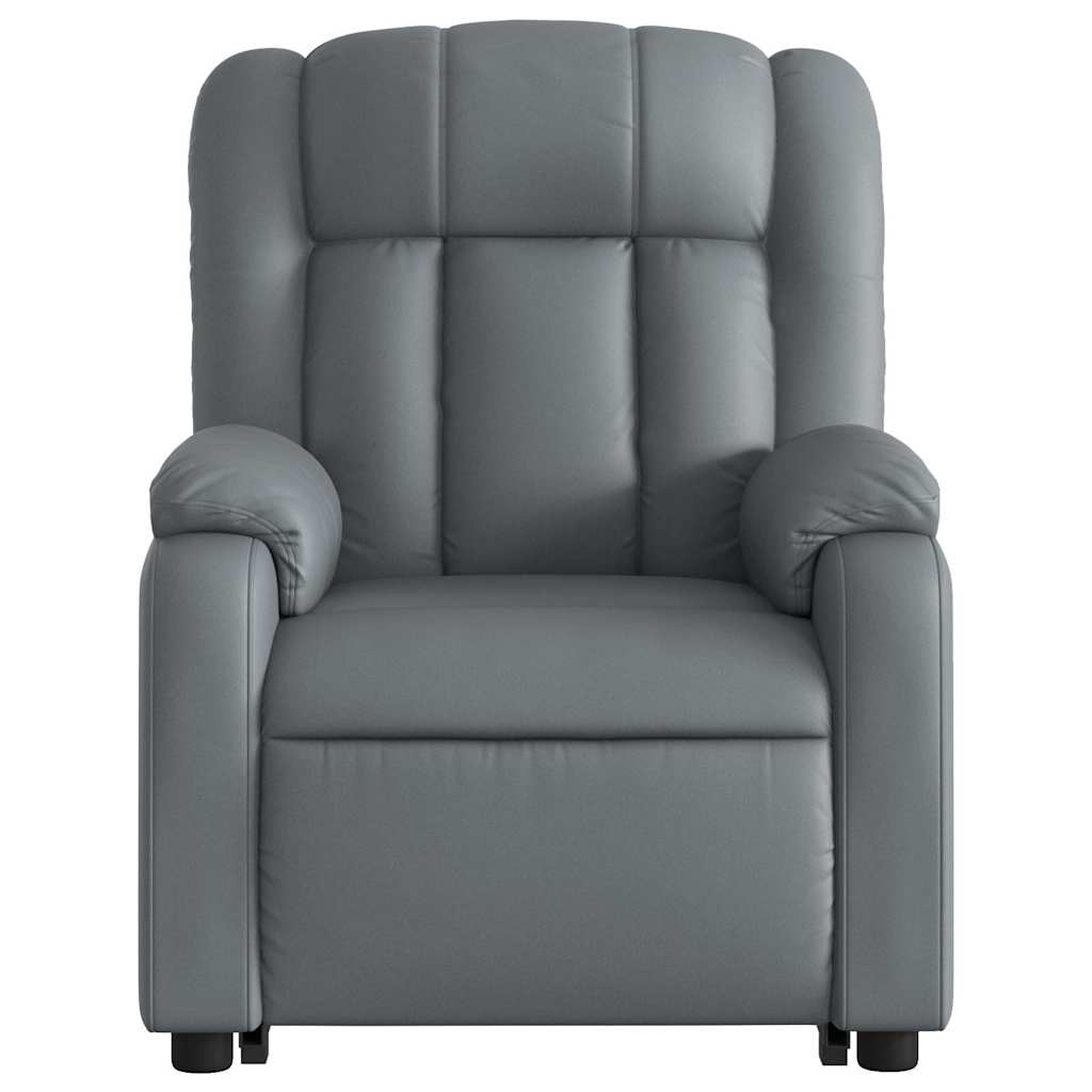 Reclining massage chair, grey, artificial leather