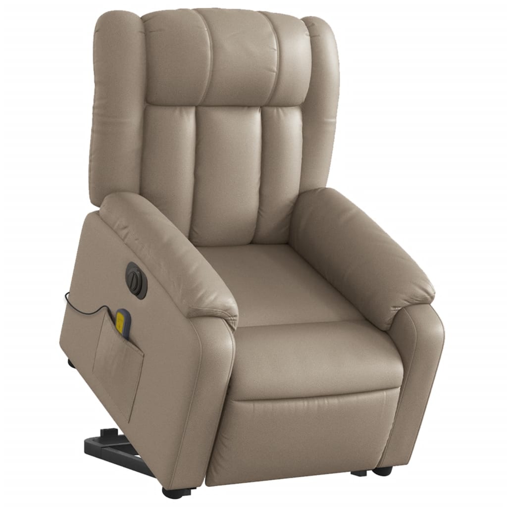 Reclining massage chair, cappuccino, artificial leather