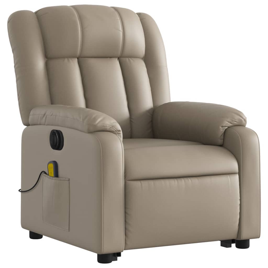Reclining massage chair, cappuccino, artificial leather