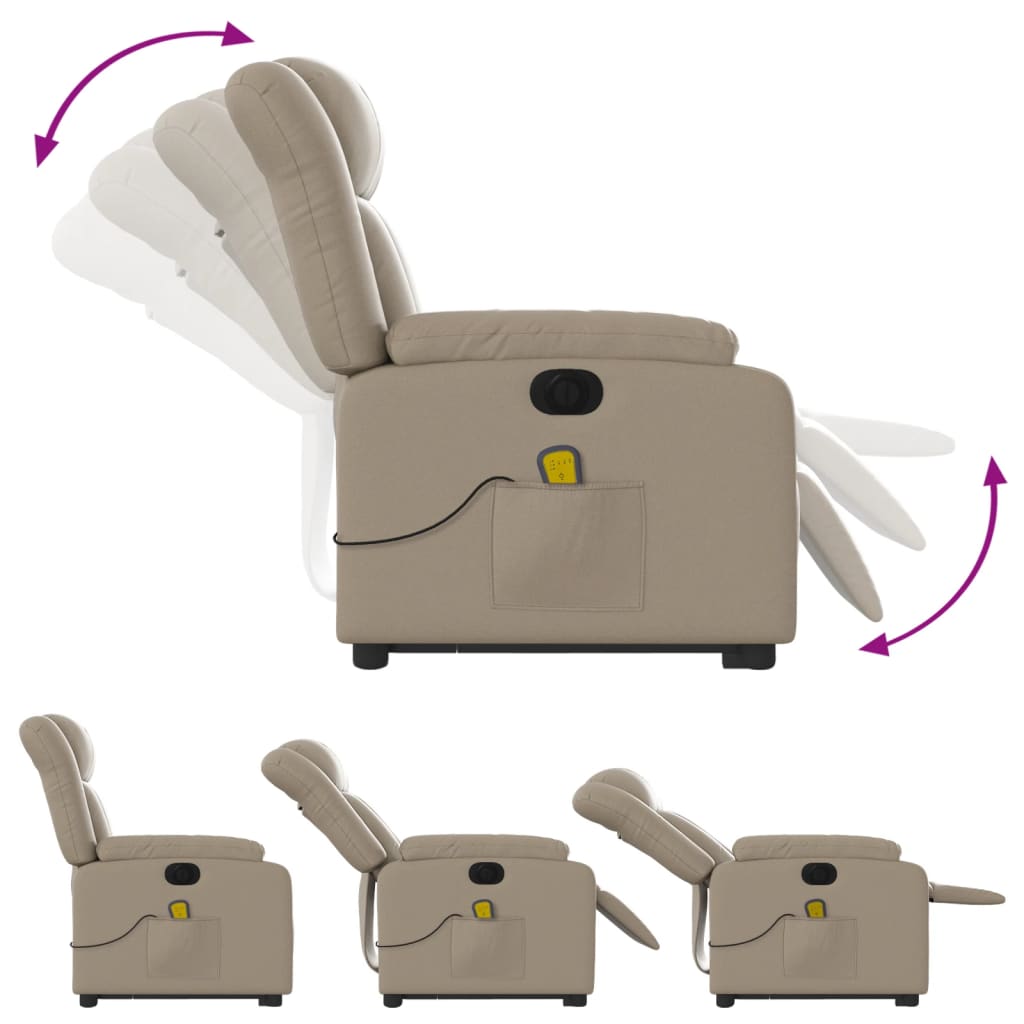 Reclining massage chair, cappuccino, artificial leather