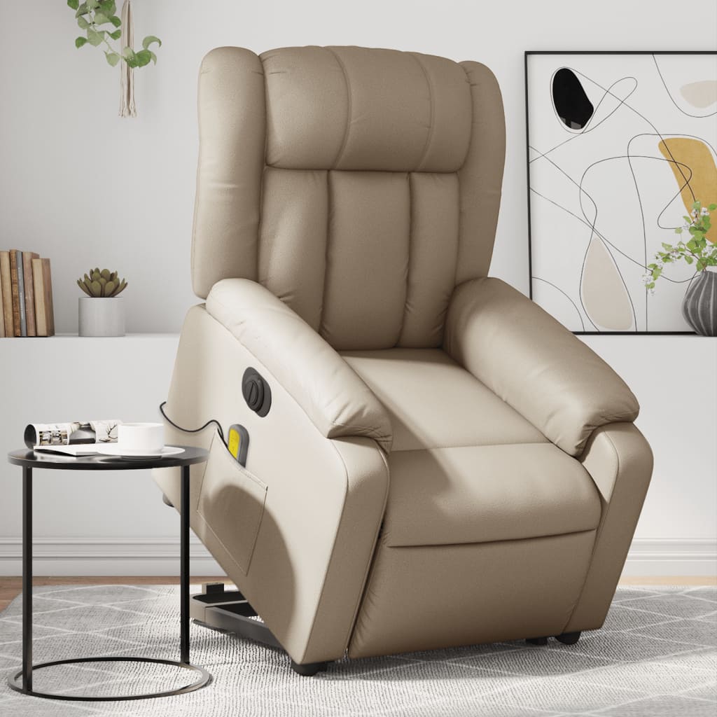 Reclining massage chair, cappuccino, artificial leather