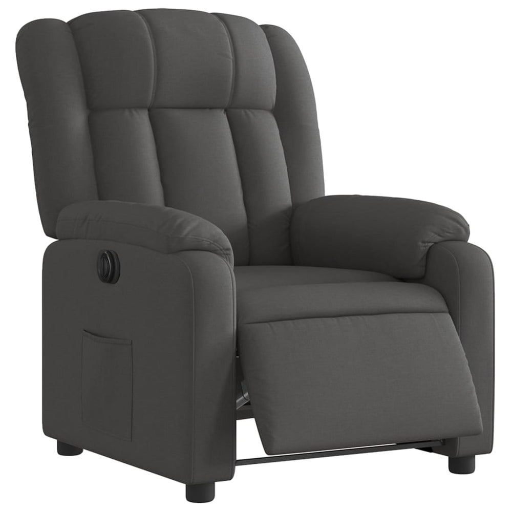 Electric recliner, dark grey, fabric