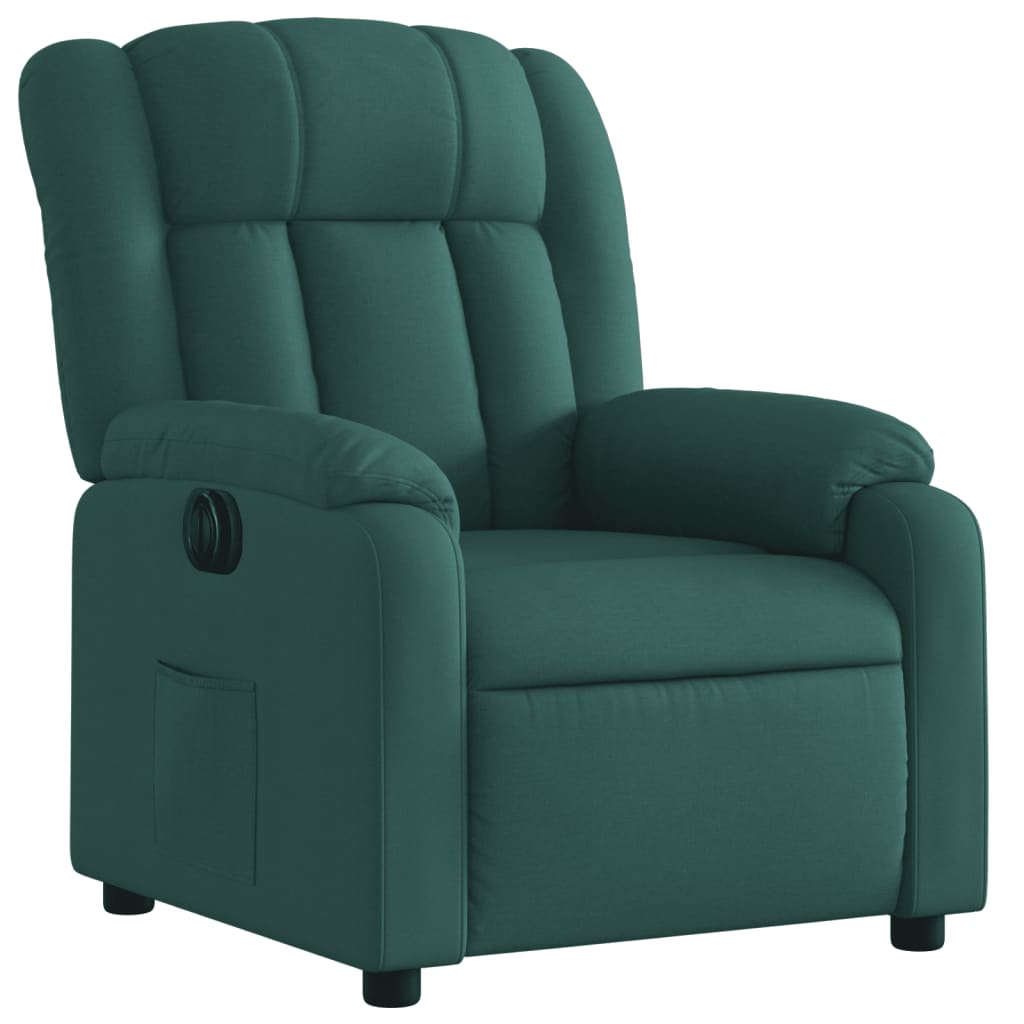 Electric recliner, dark green, fabric