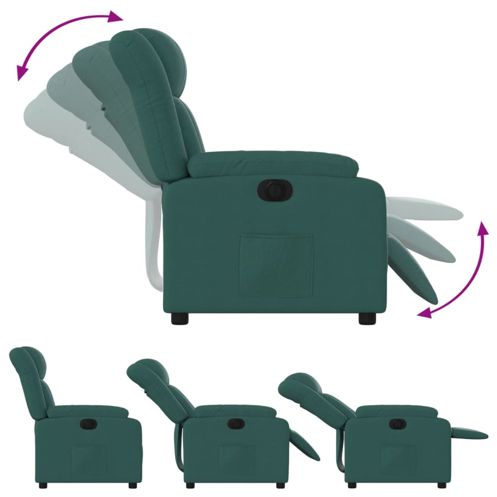 Electric recliner, dark green, fabric
