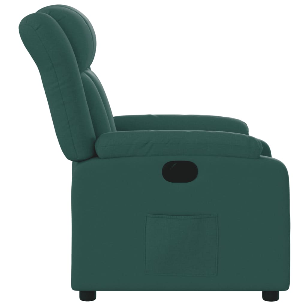 Electric recliner, dark green, fabric