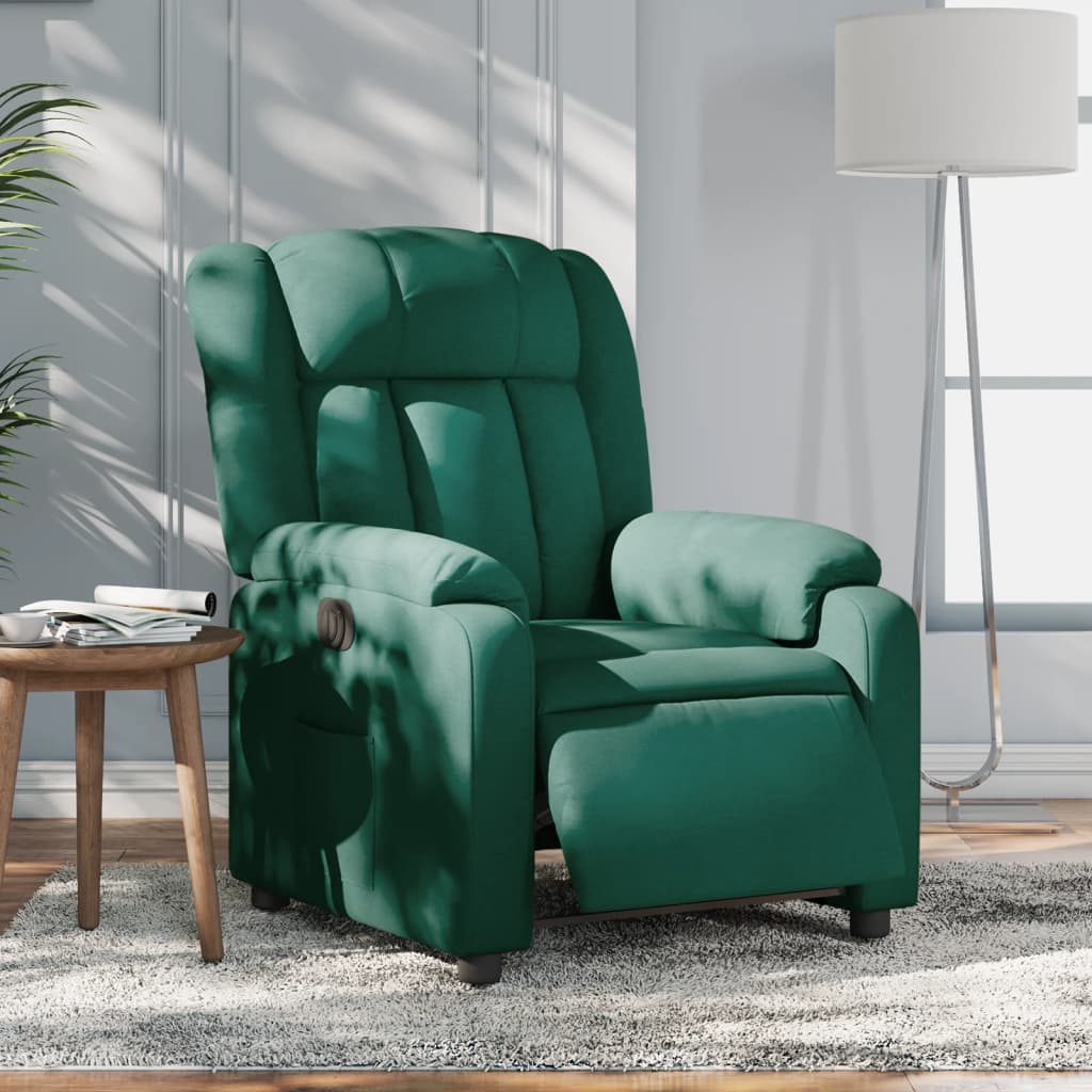 Electric recliner, dark green, fabric