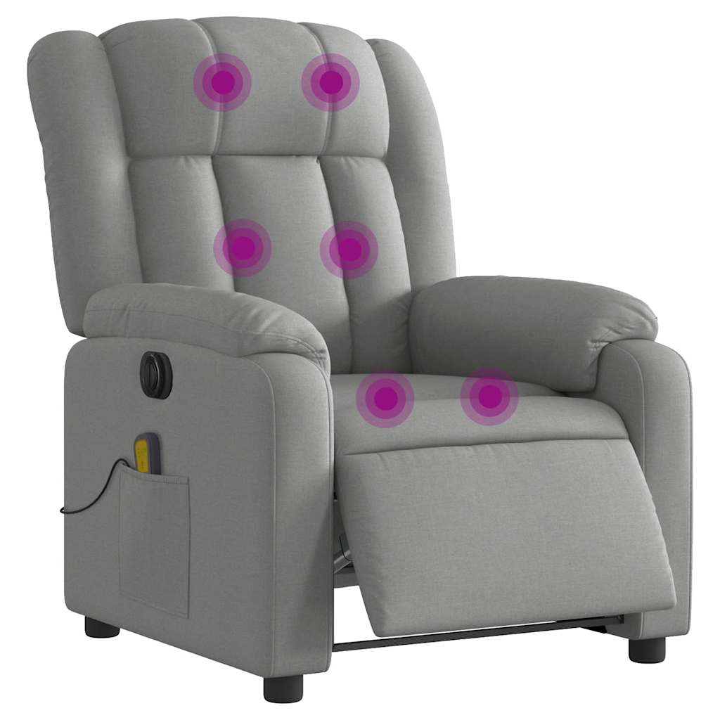 Electric massage armchair, light gray, fabric