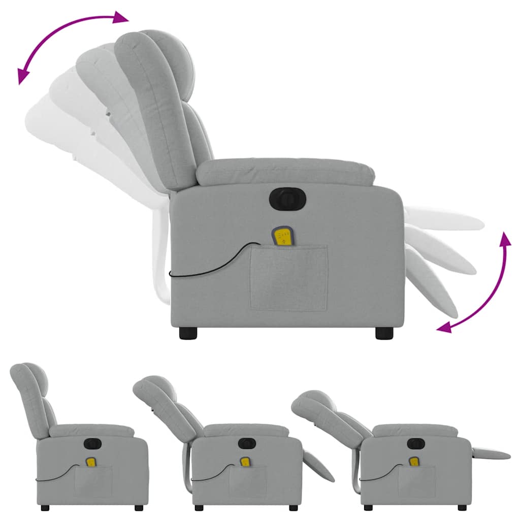 Electric massage armchair, light gray, fabric