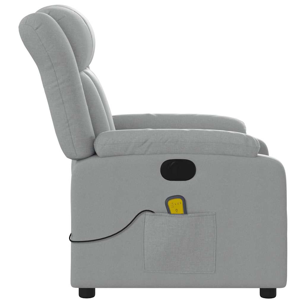 Electric massage armchair, light gray, fabric