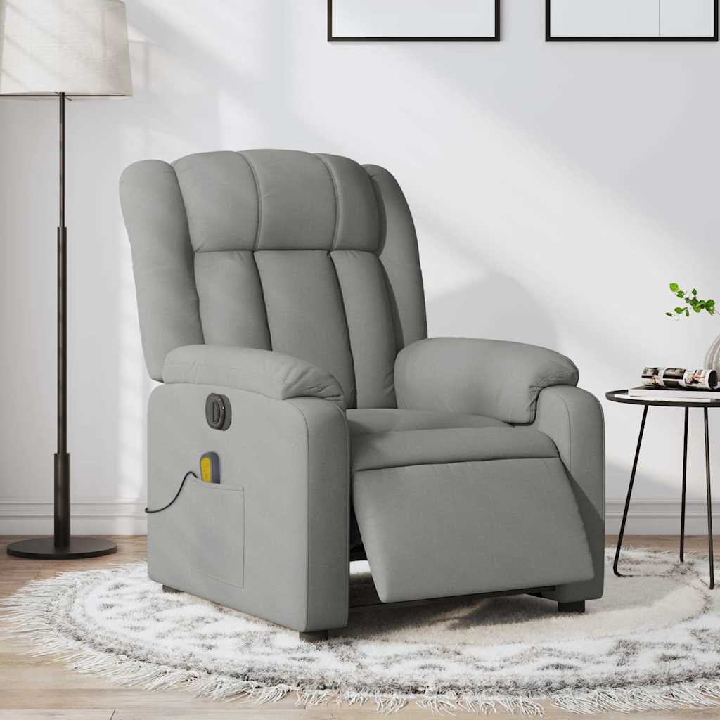 Electric massage armchair, light gray, fabric