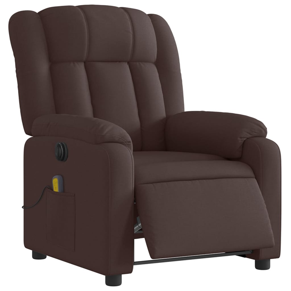 Electric reclining massage chair, dark brown, fabric