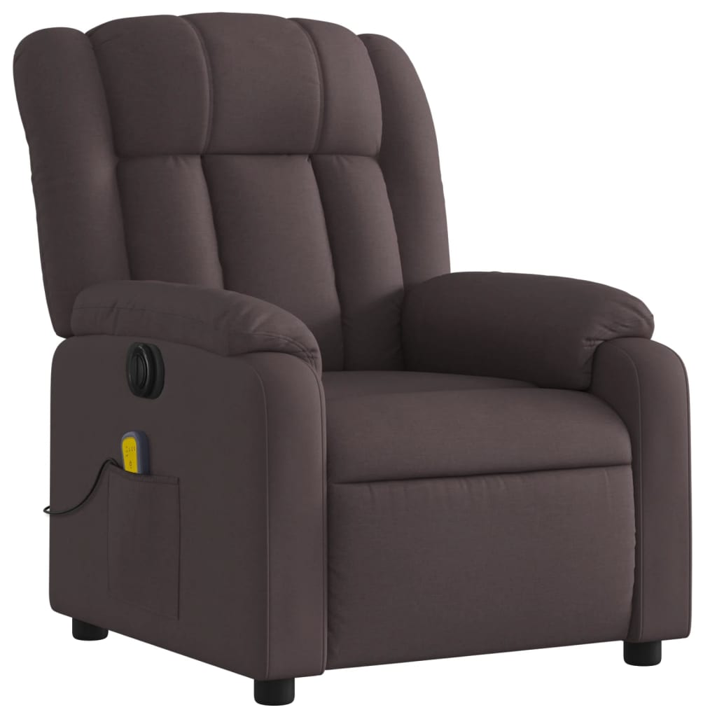 Electric reclining massage chair, dark brown, fabric