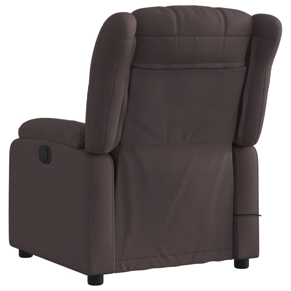 Electric reclining massage chair, dark brown, fabric