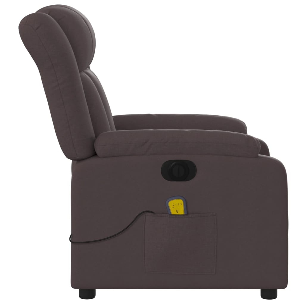 Electric reclining massage chair, dark brown, fabric