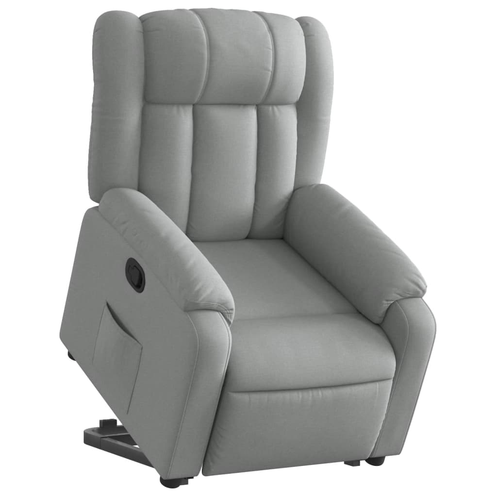 Rise and recline armchair, light grey, fabric