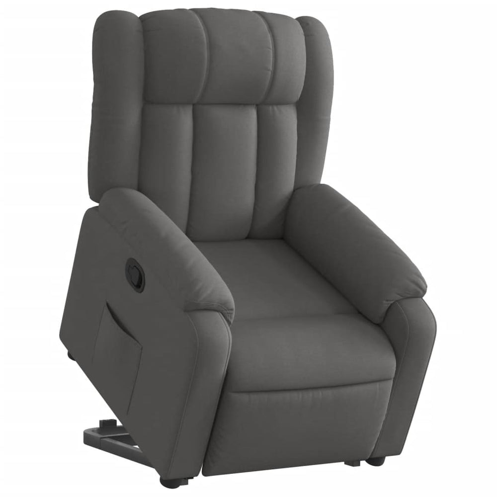 Reclining stand-up armchair, dark gray, fabric