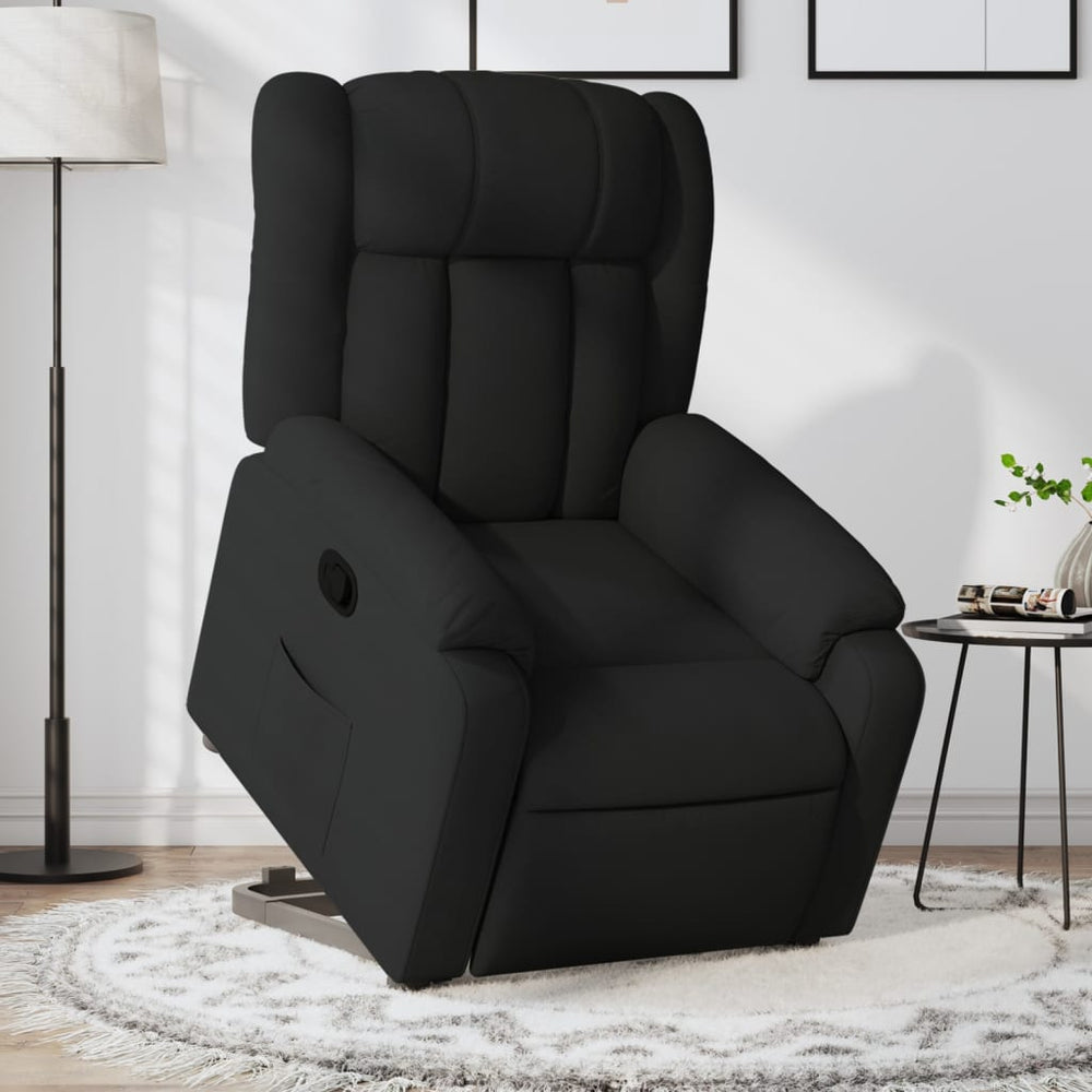 Recliner armchair, black, fabric