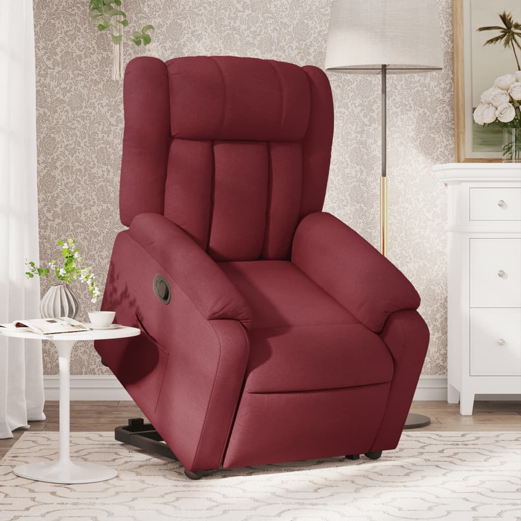 Stand-up recliner, wine red, fabric
